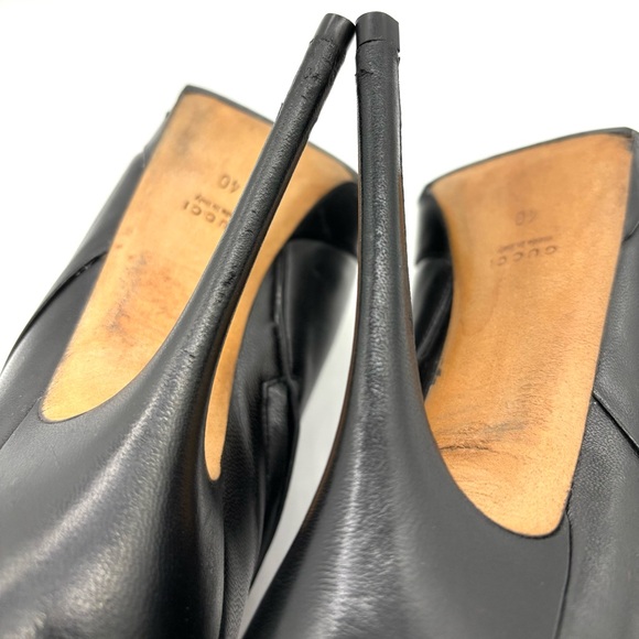 Gucci Black Leather Platform Ankle Boots Booties 252113 - Picture 11 of 13